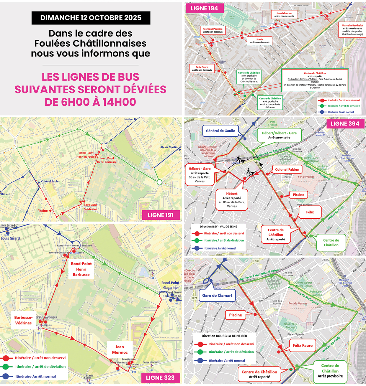 Plan des déviations RATP